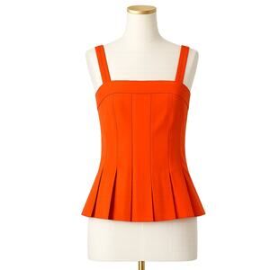 Trina Turk Yelina Pleated Sleeveless Tangerine Top - Size XS - Resort Chic